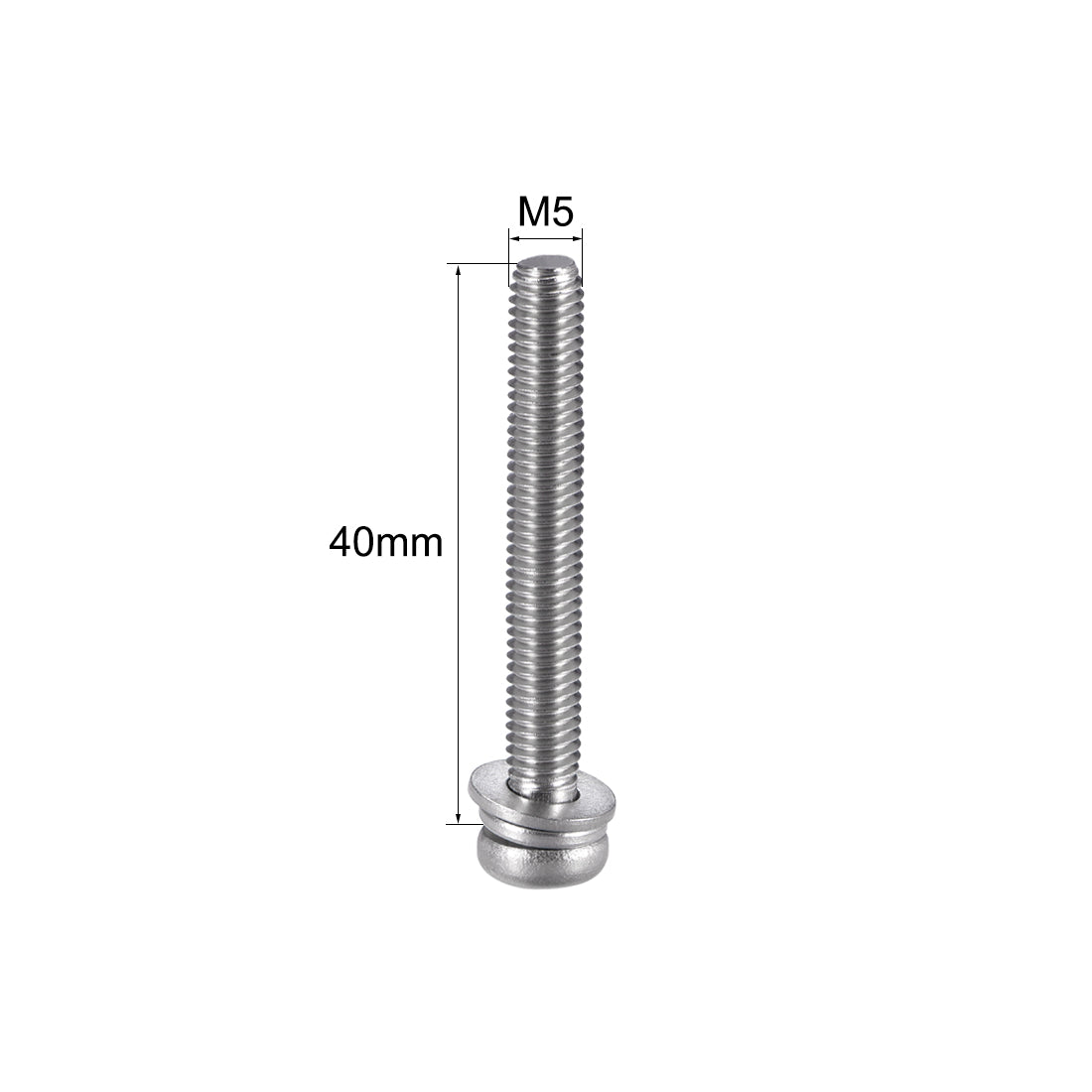 Harfington Phillips Pan Head Machine Screws Bolts w Spring Washer and Plain Washers, 5pcs