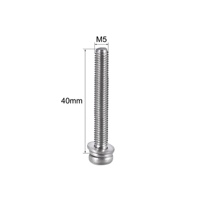 Harfington Phillips Pan Head Machine Screws Bolts w Spring Washer and Plain Washers, 5pcs