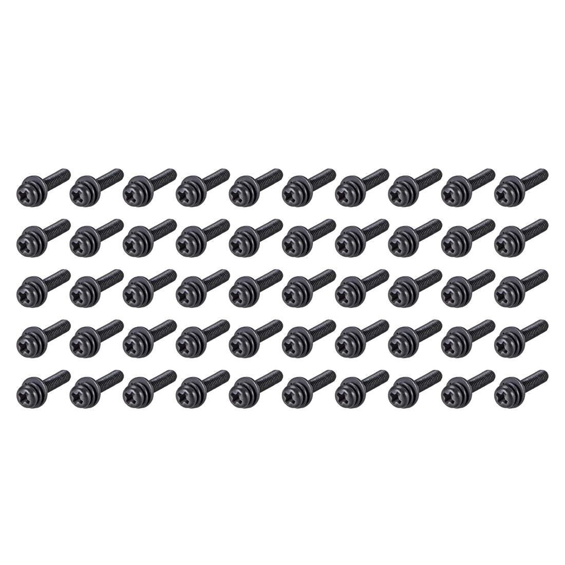Harfington Phillips Pan Head Machine Screws Bolts with Spring Washer w Plain Washers, 50pcs