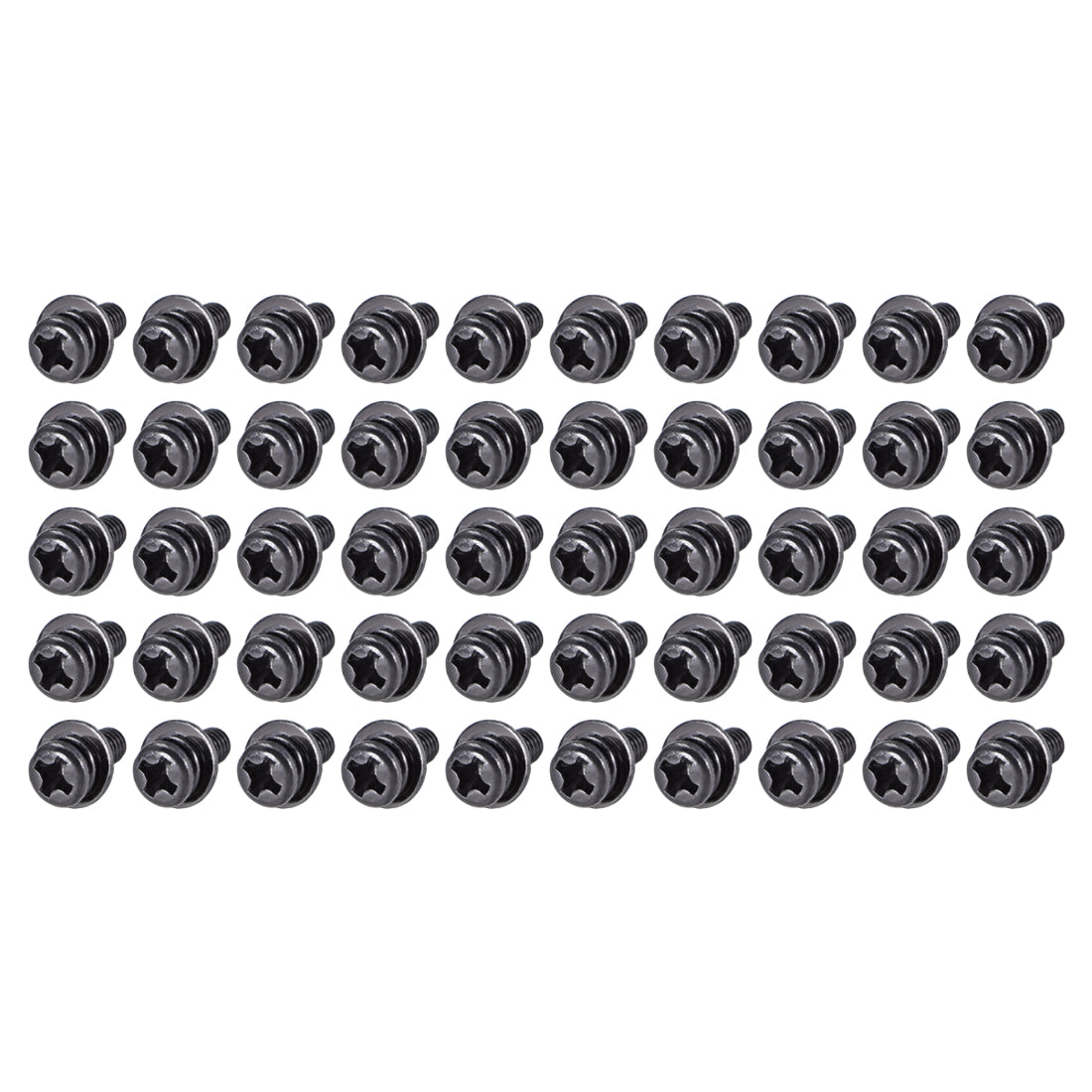 Harfington Phillips Pan Head Machine Screws Bolts with Spring Washer Plain Washers 50pcs
