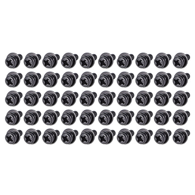 Harfington Phillips Pan Head Machine Screws Bolts with Spring Washer Plain Washers 50pcs