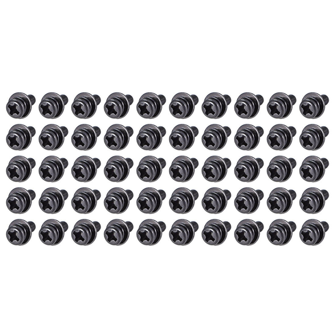 Harfington Phillips Pan Head Machine Screws Bolts with Spring Washer Plain Washers 50pcs