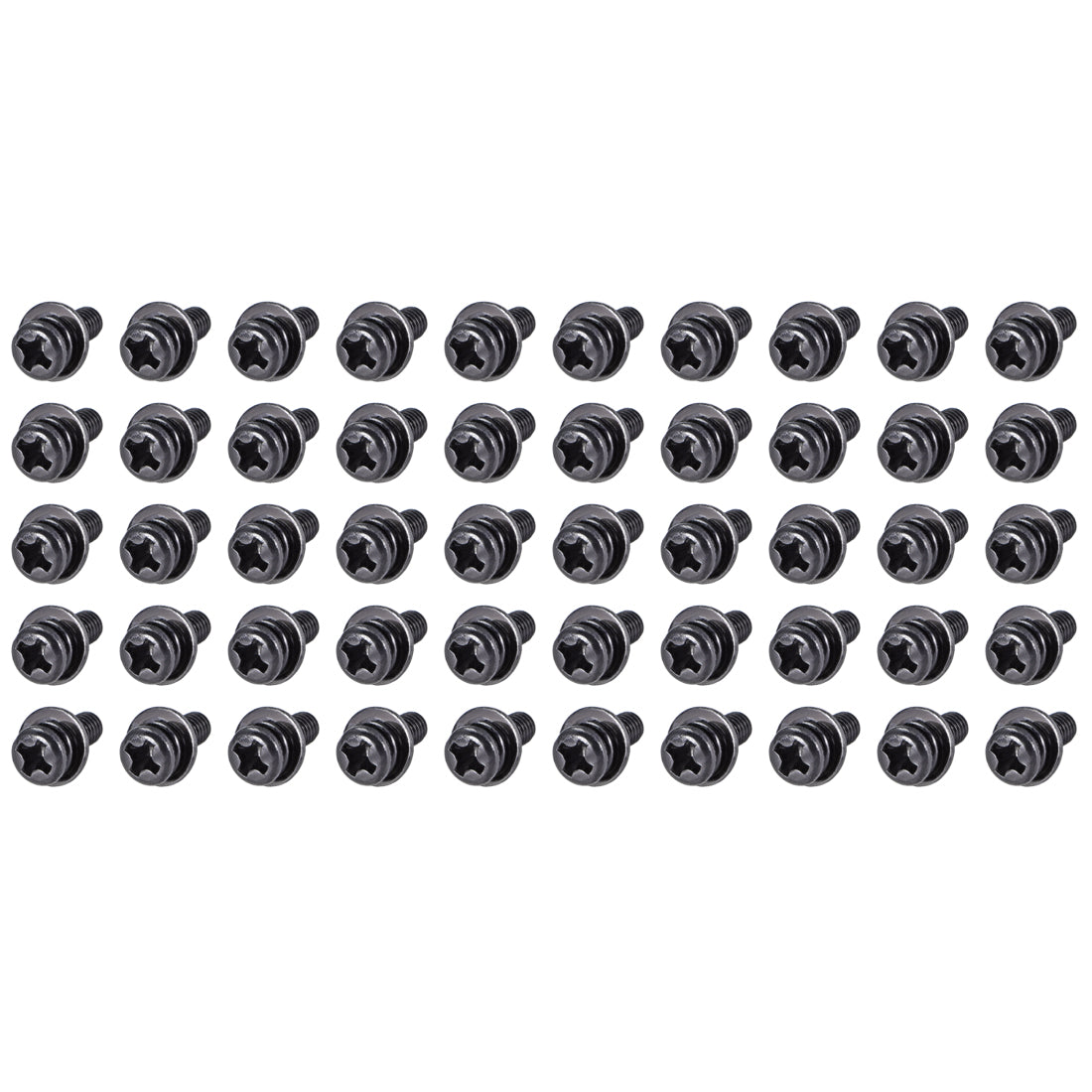 Harfington Phillips Pan Head Machine Screws Bolts with Spring Washer Plain Washers 50pcs