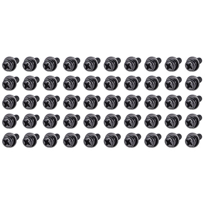 Harfington Phillips Pan Head Machine Screws Bolts with Spring Washer Plain Washers 50pcs