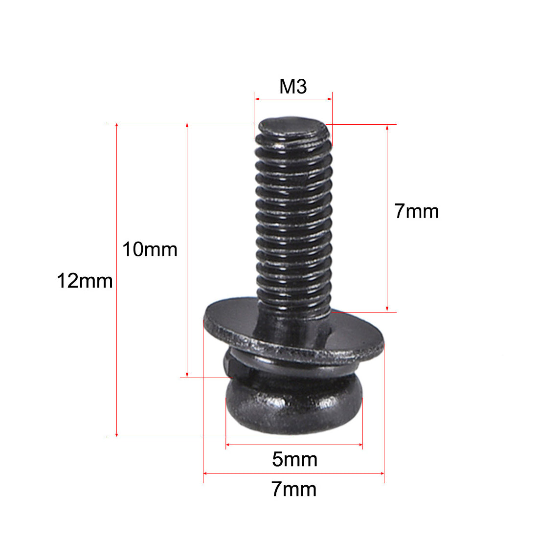 Harfington Phillips Pan Head Machine Screws Bolts with Spring Washer Plain Washers 50pcs