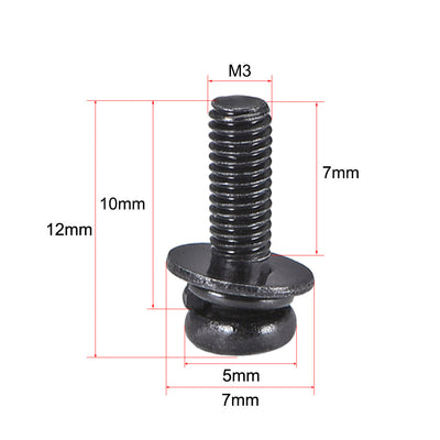 Harfington Phillips Pan Head Machine Screws Bolts with Spring Washer Plain Washers 50pcs