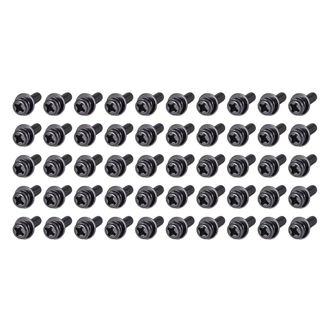 Harfington Phillips Pan Head Machine Screws Bolts with Spring Washer Plain Washers 50pcs