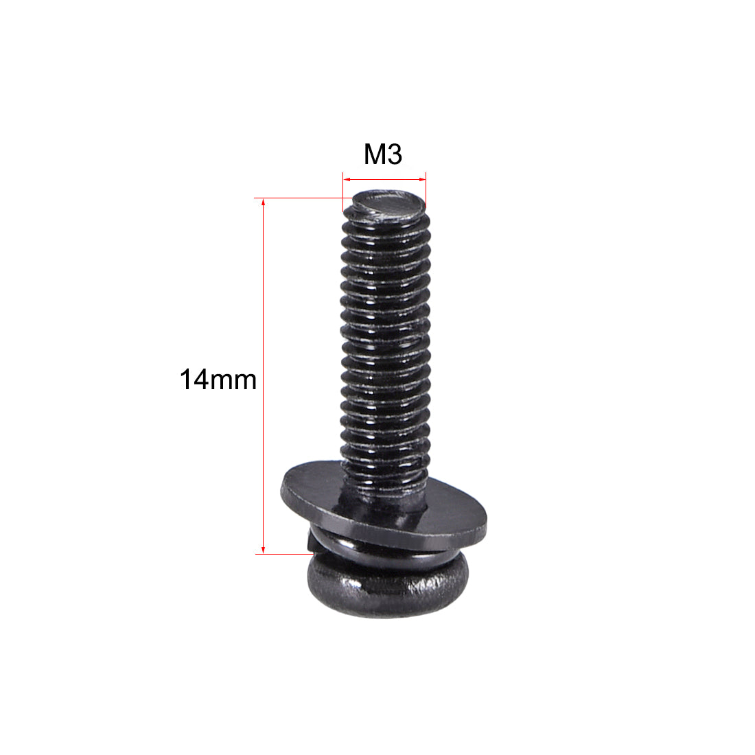 Harfington Phillips Pan Head Machine Screws Bolts with Spring Washer Plain Washers 50pcs