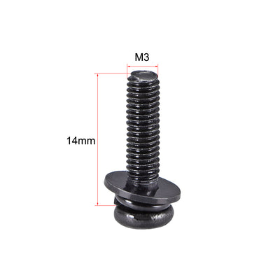 Harfington Phillips Pan Head Machine Screws Bolts with Spring Washer Plain Washers 50pcs