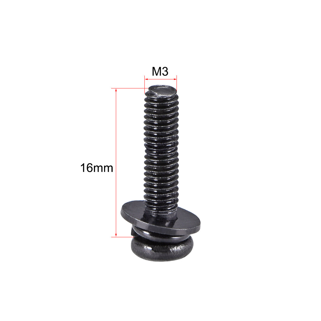Harfington Phillips Pan Head Machine Screws Bolts with Spring Washer Plain Washers 50pcs