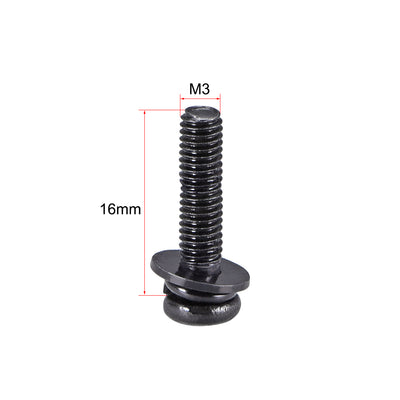 Harfington Phillips Pan Head Machine Screws Bolts with Spring Washer Plain Washers 50pcs