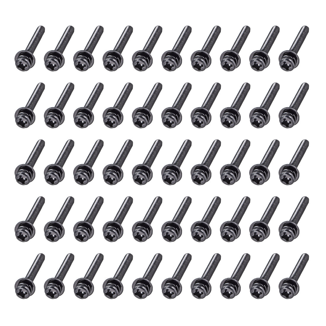 Harfington Phillips Pan Head Machine Screws Bolts with Spring Washer Plain Washers 50pcs