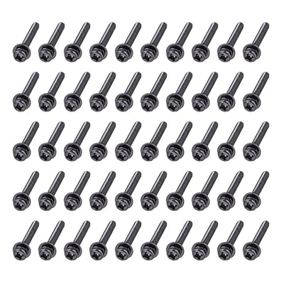 Harfington Phillips Pan Head Machine Screws Bolts with Spring Washer Plain Washers 50pcs