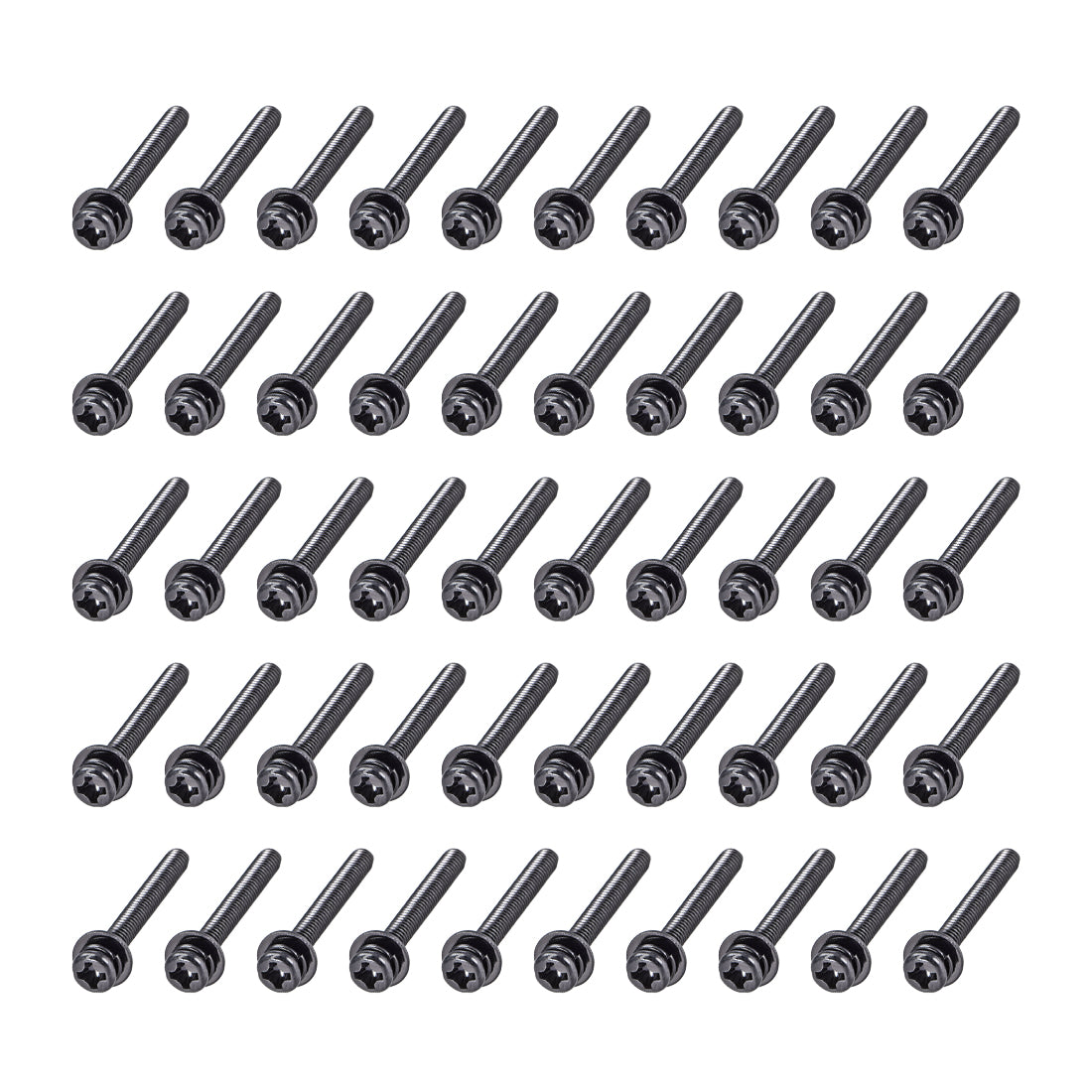 Harfington Phillips Pan Head Machine Screws Bolts with Spring Washer Plain Washers 50pcs