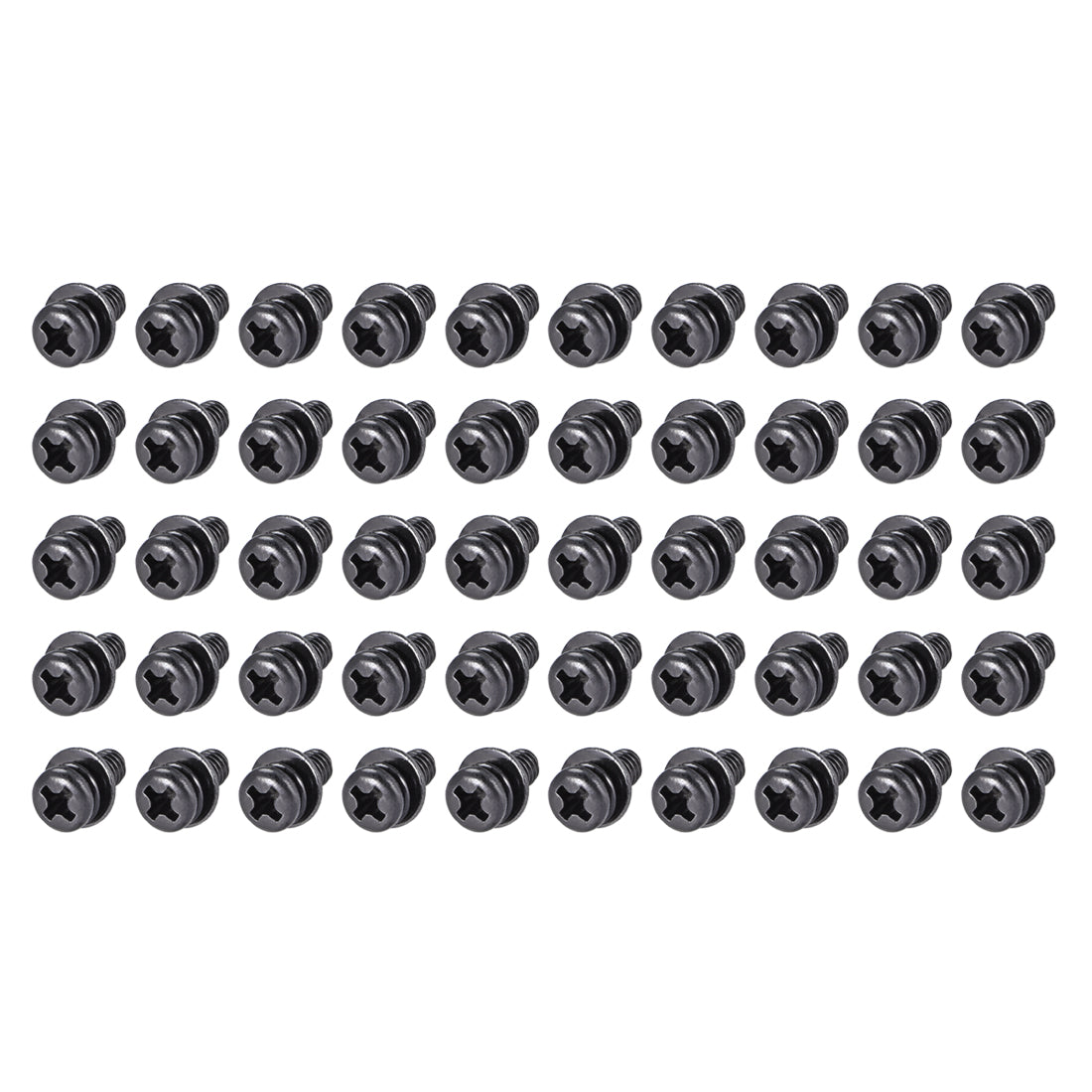 Harfington Phillips Pan Head Machine Screws Bolts with Spring Washer w Plain Washers, 50pcs