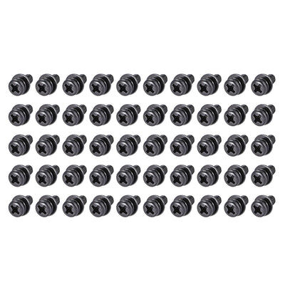 Harfington Phillips Pan Head Machine Screws Bolts with Spring Washer w Plain Washers, 50pcs