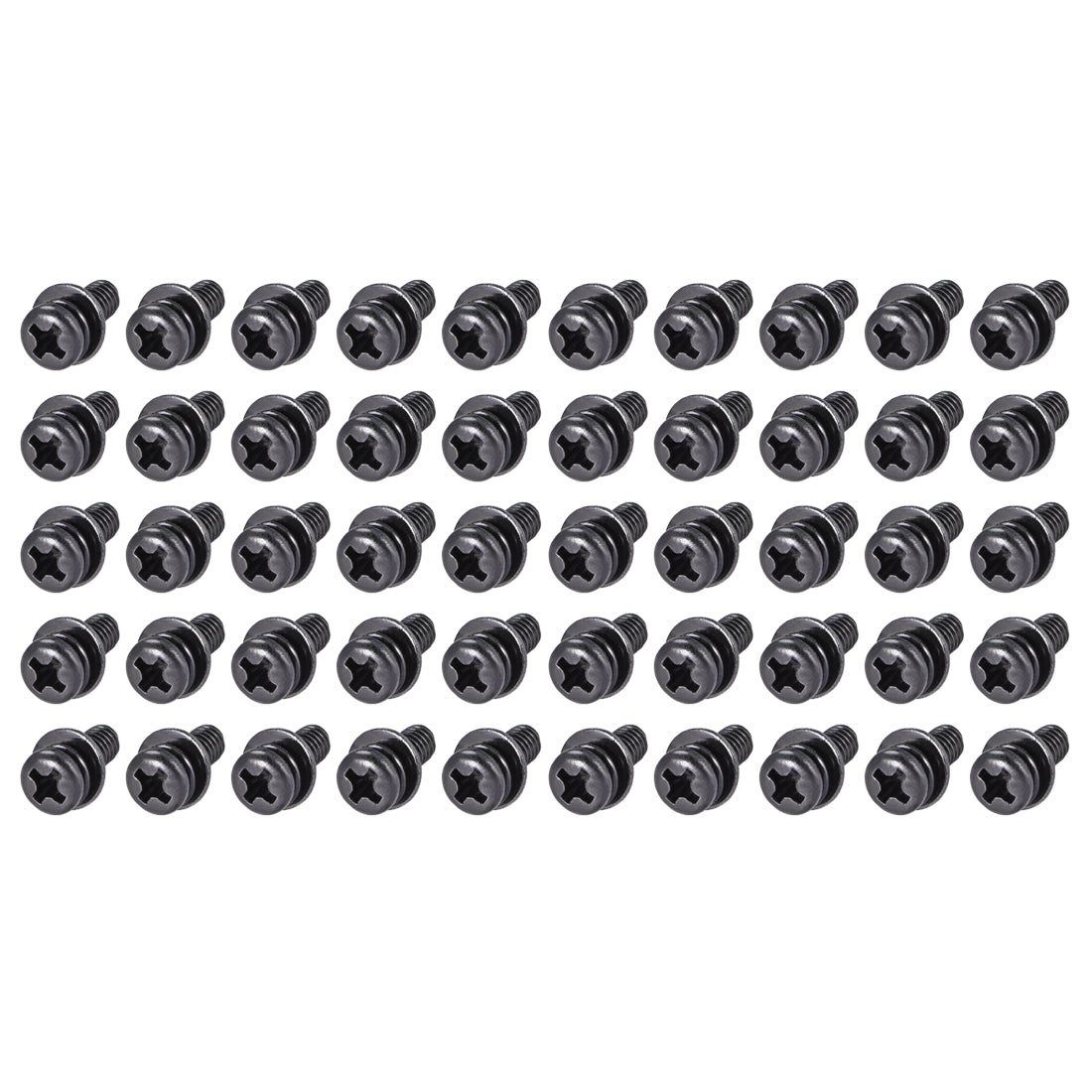 Harfington Phillips Pan Head Machine Screws Bolts with Spring Washer w Plain Washers, 50pcs