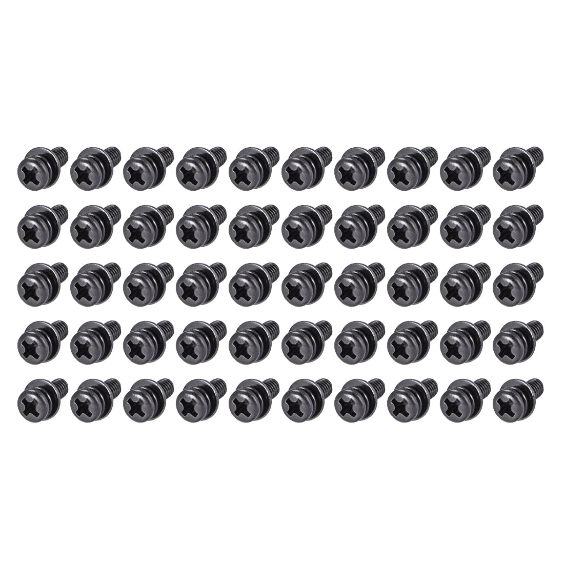 Harfington Phillips Pan Head Machine Screws Bolts with Spring Washer w Plain Washers, 50pcs