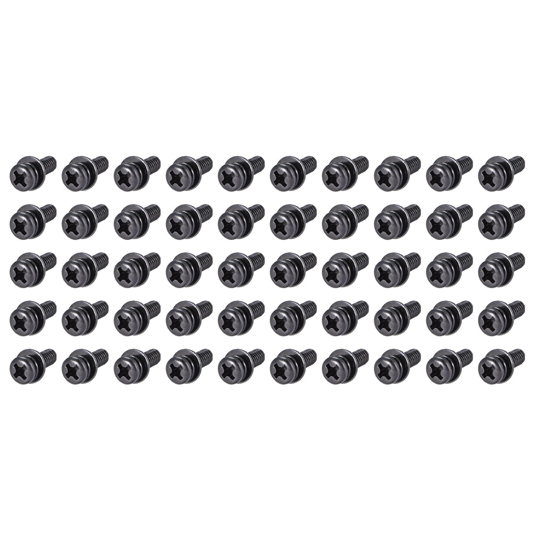 Harfington Phillips Pan Head Machine Screws Bolts with Spring Washer w Plain Washers, 50pcs