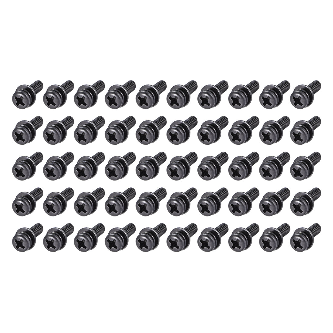 Harfington Phillips Pan Head Machine Screws Bolts with Spring Washer w Plain Washers, 50pcs