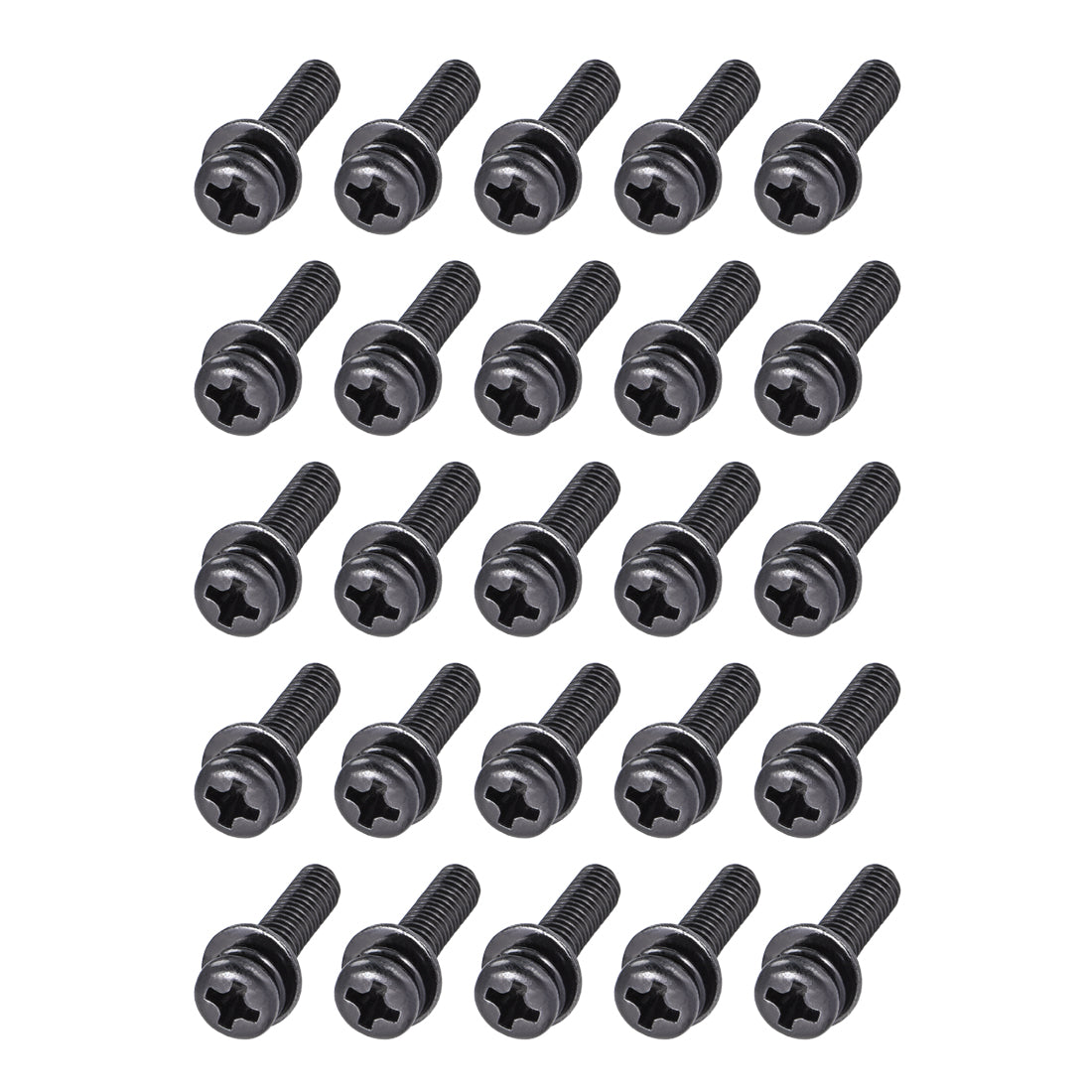 Harfington M4 x 35mm Carbon Steel Phillips Pan Head Machine Screws Bolts Combine with Spring Washer and Plain Washers 25pcs