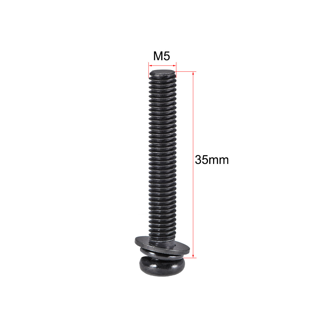 Harfington Phillips Pan Head Machine Screws Bolts w Spring Washer Plain Washers, 20pcs