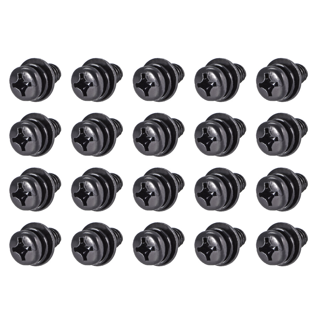 Harfington Phillips Pan Head Machine Screws Bolts w Spring Washer and Plain Washers 20pcs
