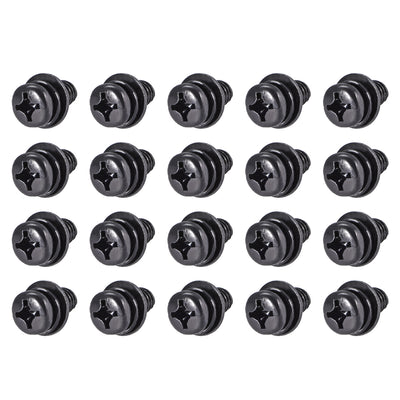 Harfington Phillips Pan Head Machine Screws Bolts w Spring Washer and Plain Washers 20pcs