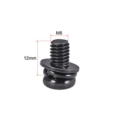 Harfington Phillips Pan Head Machine Screws Bolts w Spring Washer and Plain Washers 20pcs