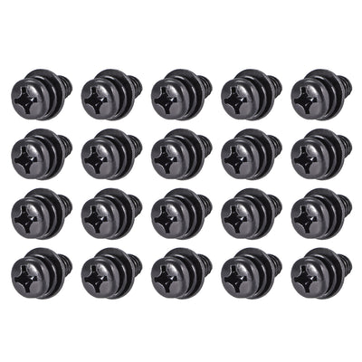Harfington Phillips Pan Head Machine Screws Bolts w Spring Washer and Plain Washers 20pcs