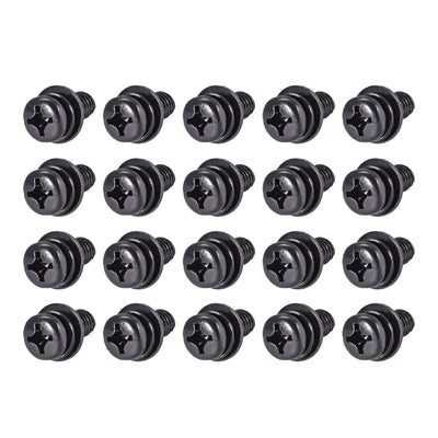 Harfington Phillips Pan Head Machine Screws Bolts w Spring Washer and Plain Washers 20pcs