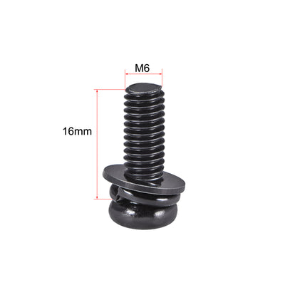 Harfington Phillips Pan Head Machine Screws Bolts w Spring Washer and Plain Washers 20pcs