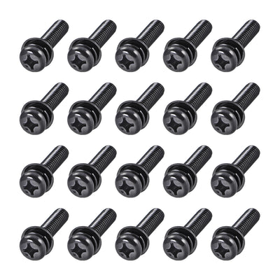 Harfington Phillips Pan Head Machine Screws Bolts w Spring Washer and Plain Washers 20pcs