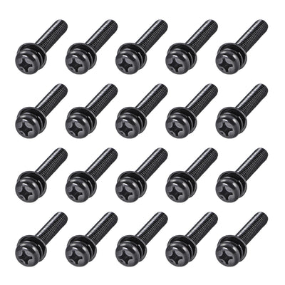Harfington Phillips Pan Head Machine Screws Bolts w Spring Washer and Plain Washers 20pcs
