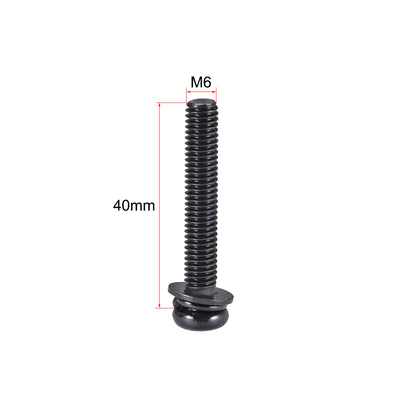 Harfington Phillips Pan Head Machine Screws Bolts w Spring Washer and Plain Washers 20pcs