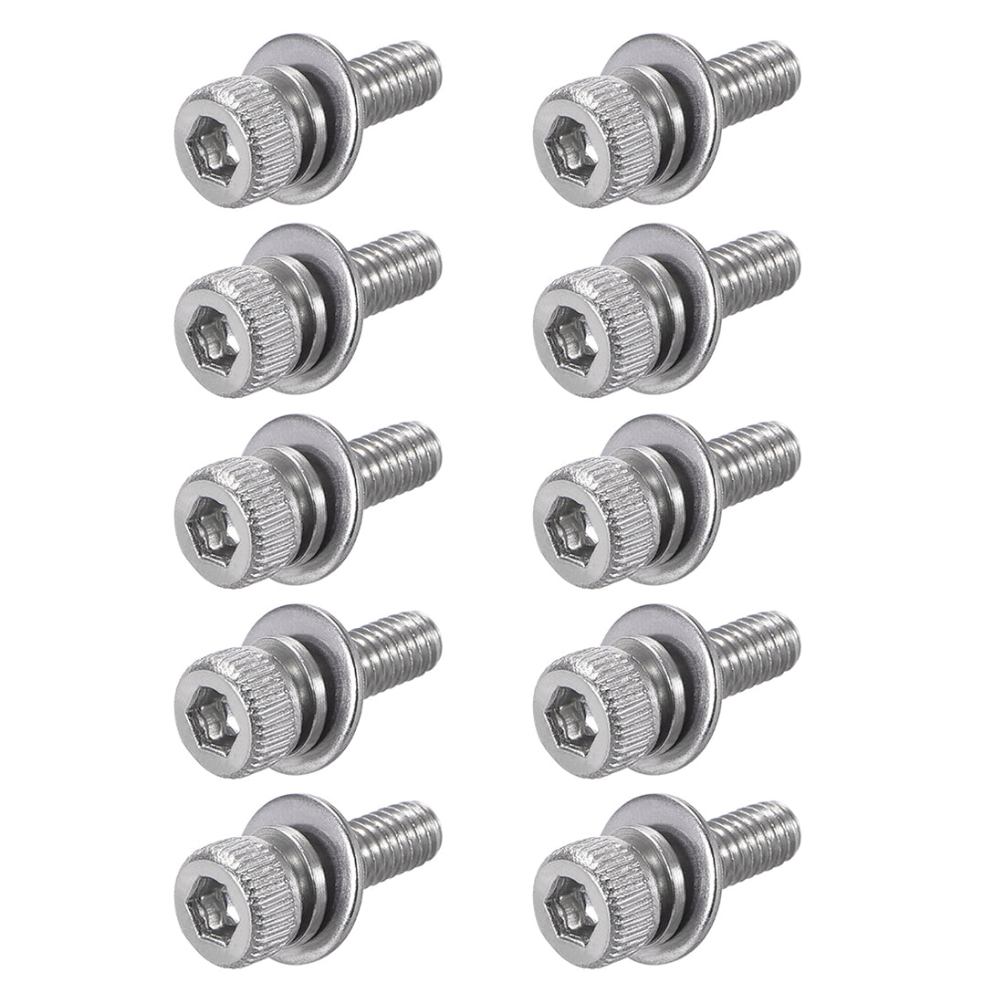 Harfington Stainless Steel Hex Socket Head Cap Screws Bolts Combine with Spring Washer and Plain Washers