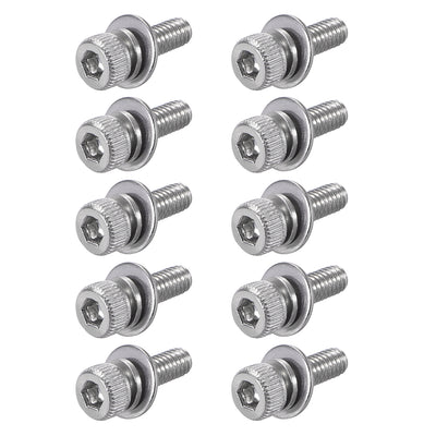 Harfington Stainless Steel Hex Socket Head Cap Screws Bolts Combine with Spring Washer and Plain Washers