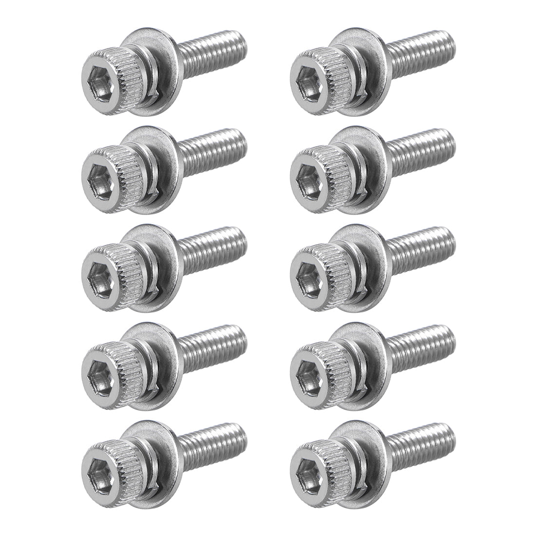 Harfington Stainless Steel Hex Socket Head Cap Screws Bolts Combine with Spring Washer and Plain Washers