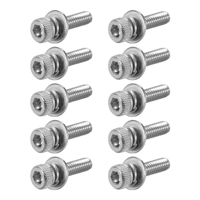 Harfington Stainless Steel Hex Socket Head Cap Screws Bolts Combine with Spring Washer and Plain Washers