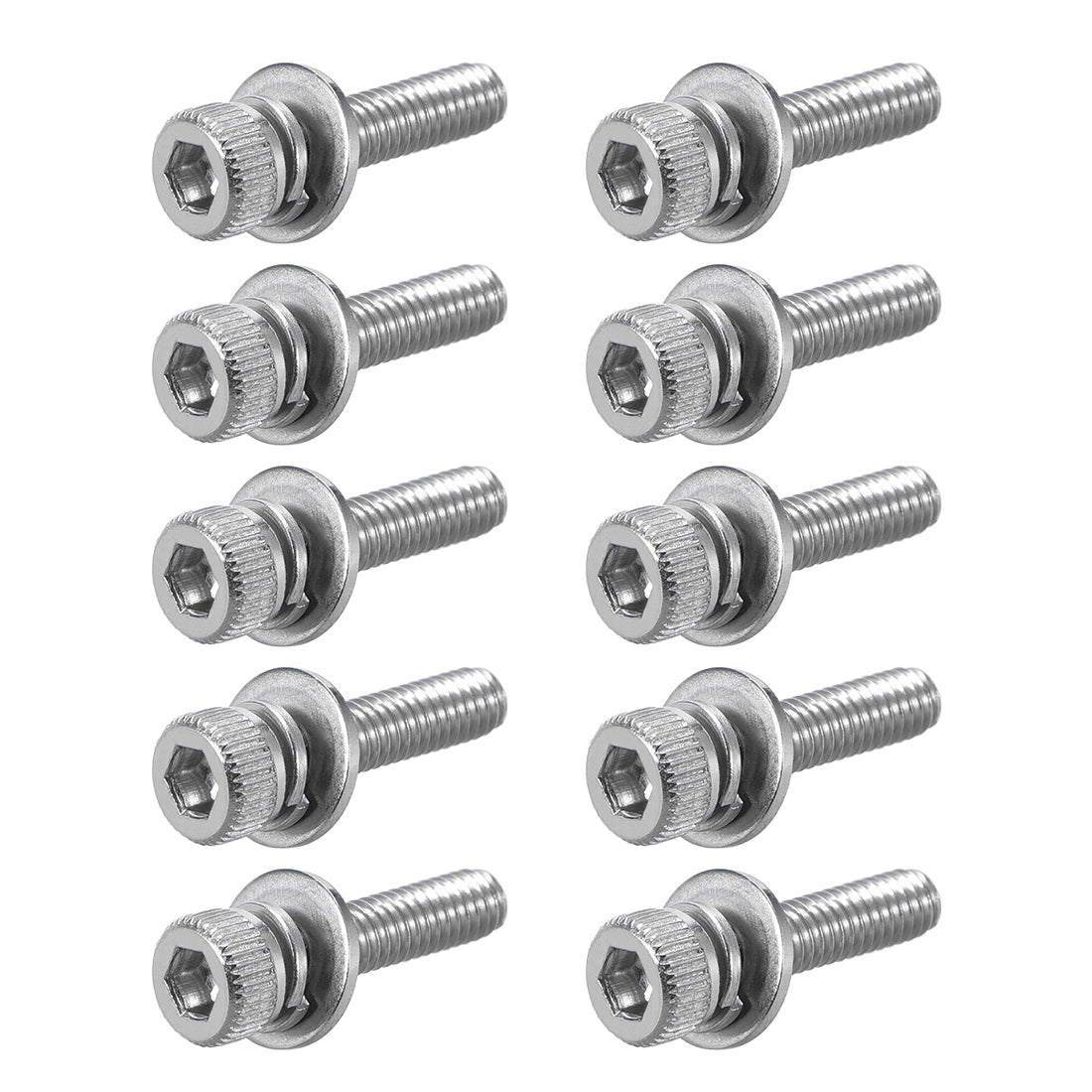 Harfington Stainless Steel Hex Socket Head Cap Screws Bolts Combine with Spring Washer and Plain Washers