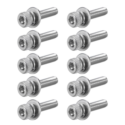 Harfington Stainless Steel Hex Socket Head Cap Screws Bolts Combine with Spring Washer and Plain Washers