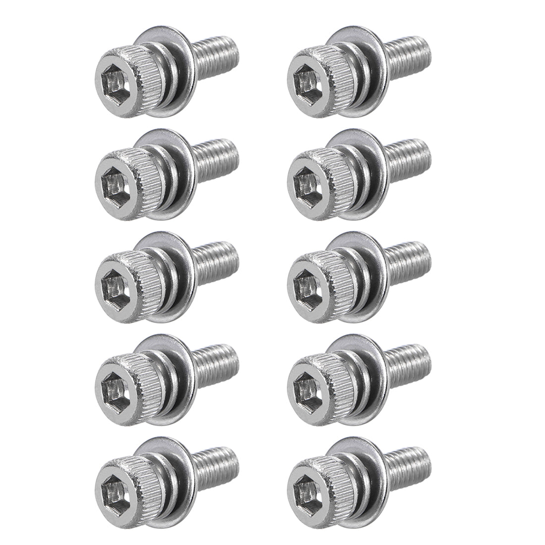 Harfington Stainless Steel Hex Socket Head Cap Screws Bolts Combine with Spring Washer and Plain Washers