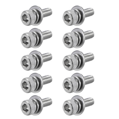 Harfington Stainless Steel Hex Socket Head Cap Screws Bolts Combine with Spring Washer and Plain Washers
