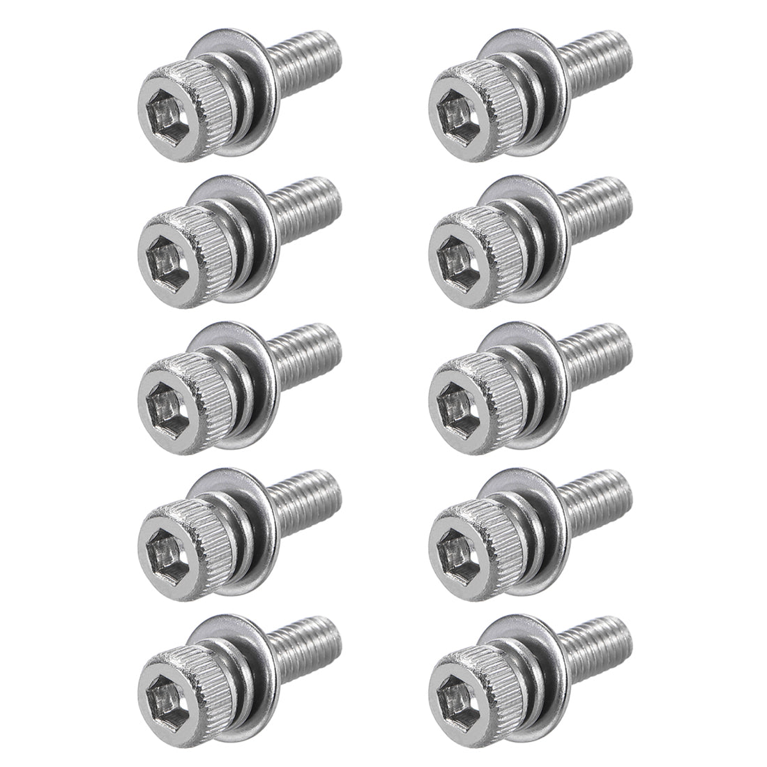 Harfington Stainless Steel Hex Socket Head Cap Screws Bolts Combine with Spring Washer and Plain Washers