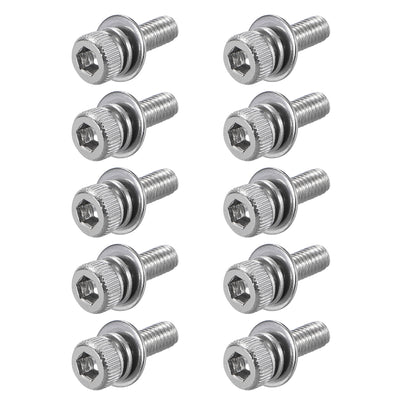 Harfington Stainless Steel Hex Socket Head Cap Screws Bolts Combine with Spring Washer and Plain Washers