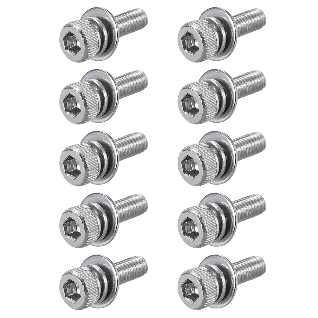 Harfington Stainless Steel Hex Socket Head Cap Screws Bolts Combine with Spring Washer and Plain Washers