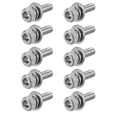 Harfington Stainless Steel Hex Socket Head Cap Screws Bolts Combine with Spring Washer and Plain Washers