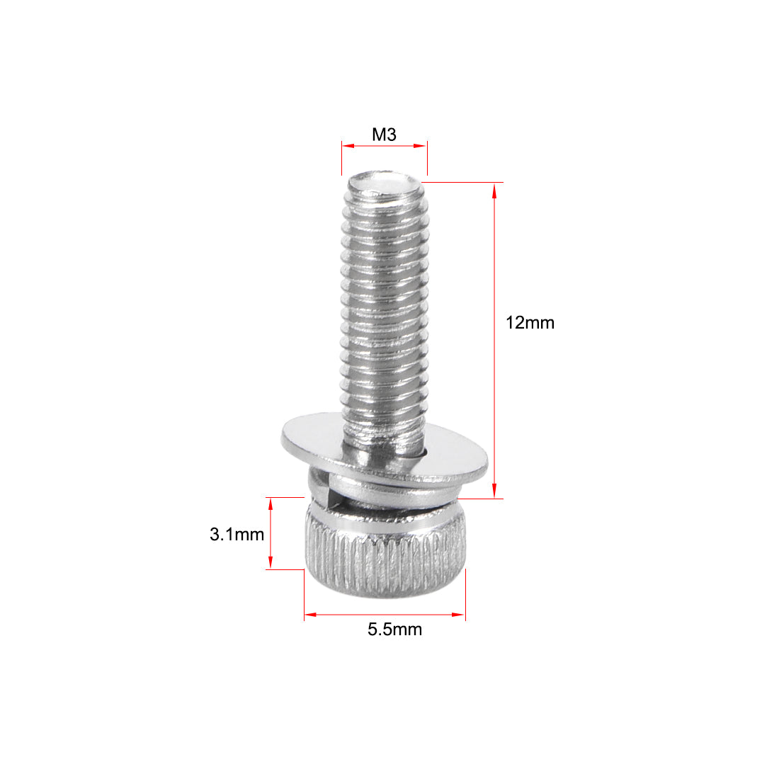 Harfington Stainless Steel Hex Socket Head Cap Screws Bolts Combine with Spring Washer and Plain Washers