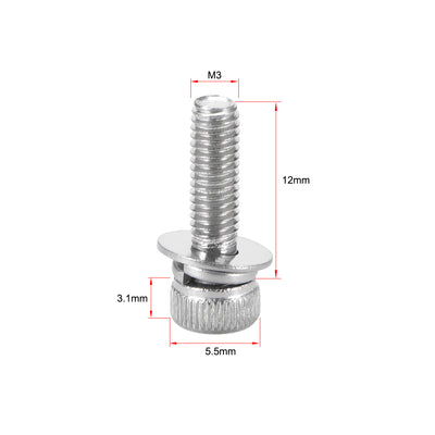 Harfington Stainless Steel Hex Socket Head Cap Screws Bolts Combine with Spring Washer and Plain Washers