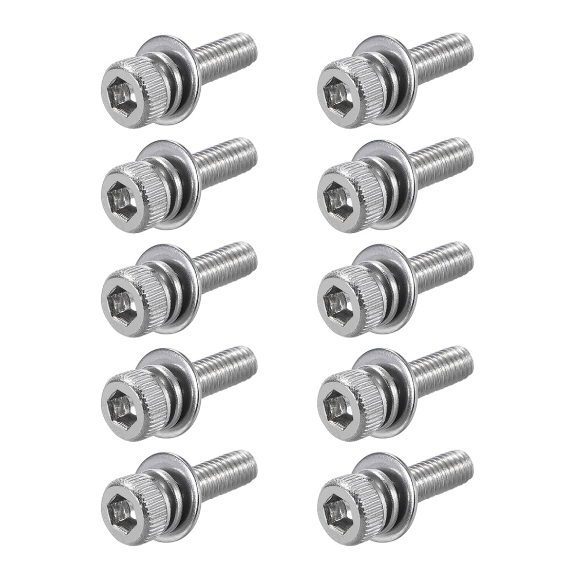 Harfington Stainless Steel Hex Socket Head Cap Screws Bolts Combine with Spring Washer and Plain Washers